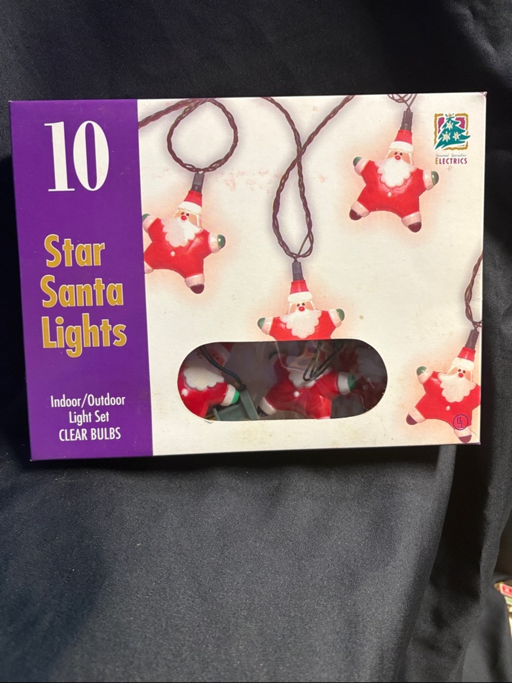 Star Santa Holiday String Lights - Red Santa Shapes